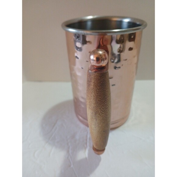 Vintage Mug-Hammered Copper- Wood Handle -5'inch-Stainless Steel Interior - Picture 5 of 16